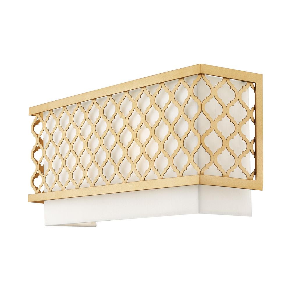 Soft Gold Steel Rectangle Wall Sconce with Fabric Shade