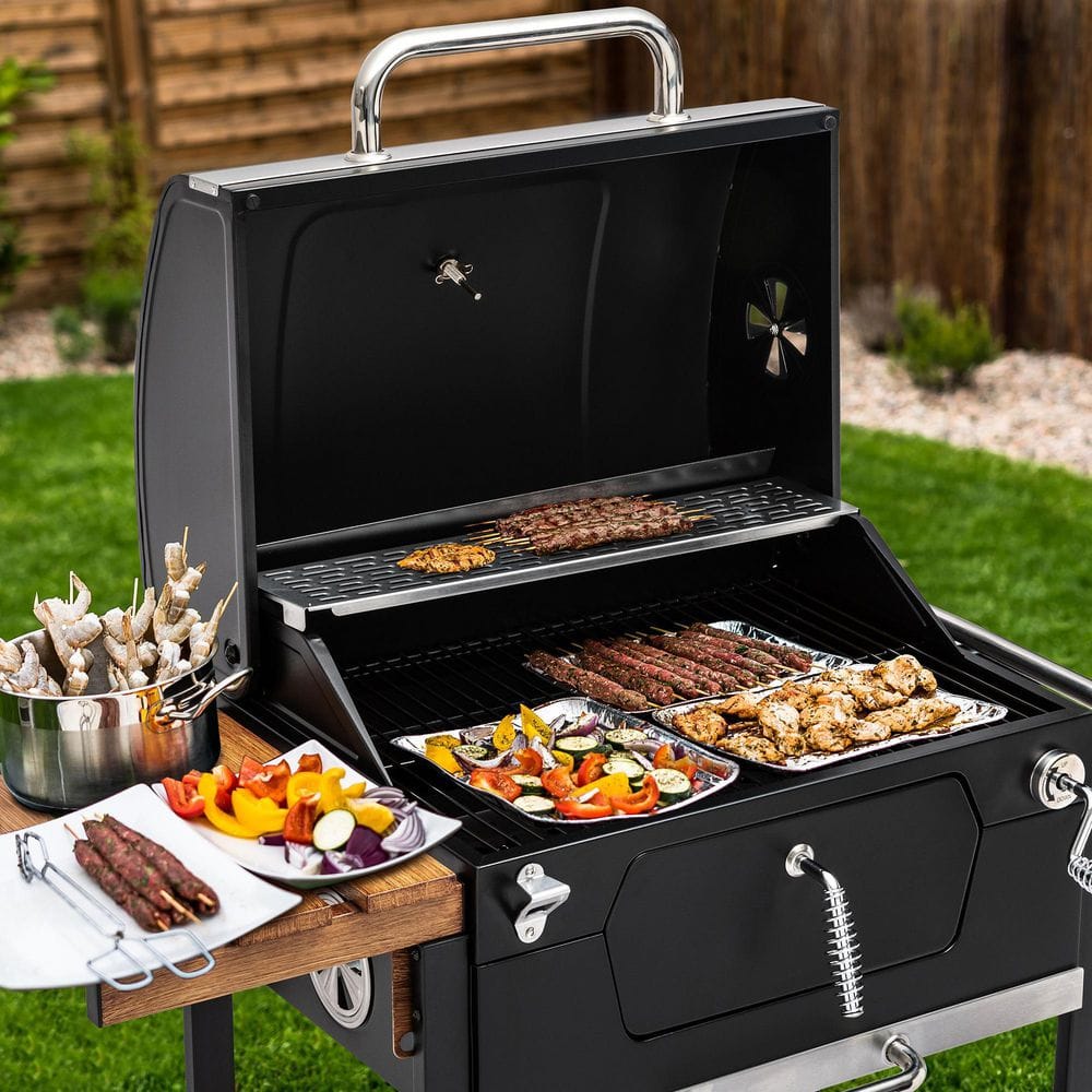 Royal Gourmet 24-Inch Black Stainless Steel Charcoal Grill with Smoker