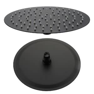 Round 1-Spray Pattern with 2.5 GPM 12 in. Wall Mount Ceiling Mount Fixed Shower Head Stainless Steel in Matte Black-A