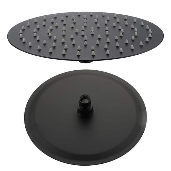 Boyel Living Round 1-Spray Pattern with 2.5 GPM 12 in. Wall Mount Ceiling Mount Fixed Shower Head Stainless Steel in Matte Black-A