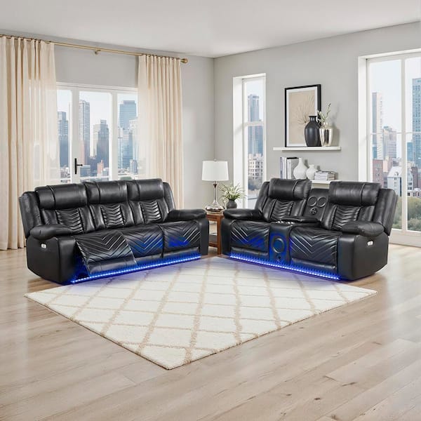 Lazzara Durant 87 in. W Pillow Top Arm Faux Leather Rectangle 2