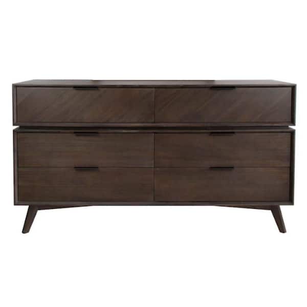 Benjara 18 in. Brown 6-Drawer Wooden Dresser Without Mirror