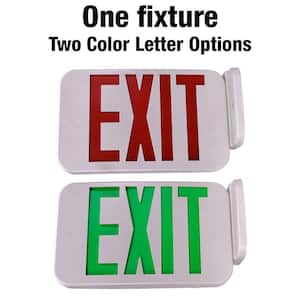 Red or Green Letters 60-Watt Equivalent White Integrated LED Exit Sign with 1.2V Battery Backup