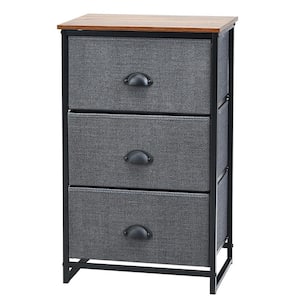 12 in. Black 29 in. Rectangular MDF End Table with 3 Drawers