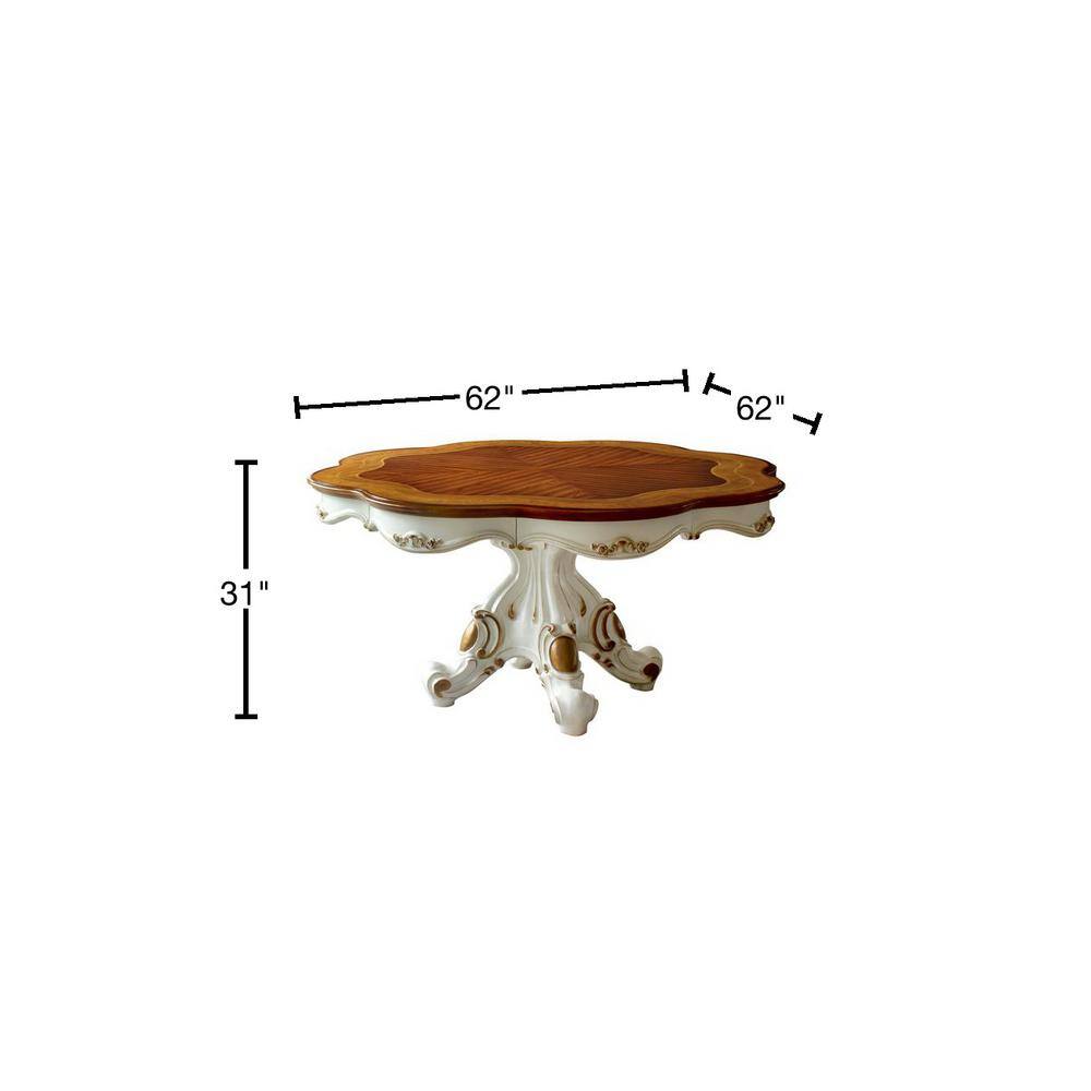 Elegant Pearl and Cherry Oak 62" Round Wooden Dining Table