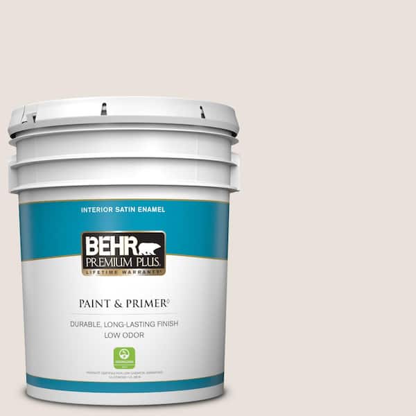 BEHR PREMIUM PLUS 5 gal. #N180-1 Barely Brown Satin Enamel Low Odor Interior Paint & Primer