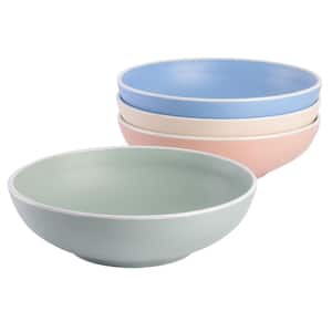 Creamy Tahini 24 fl.oz 4 Piece Round Assorted Color Stoneware Dinner Bowl Set