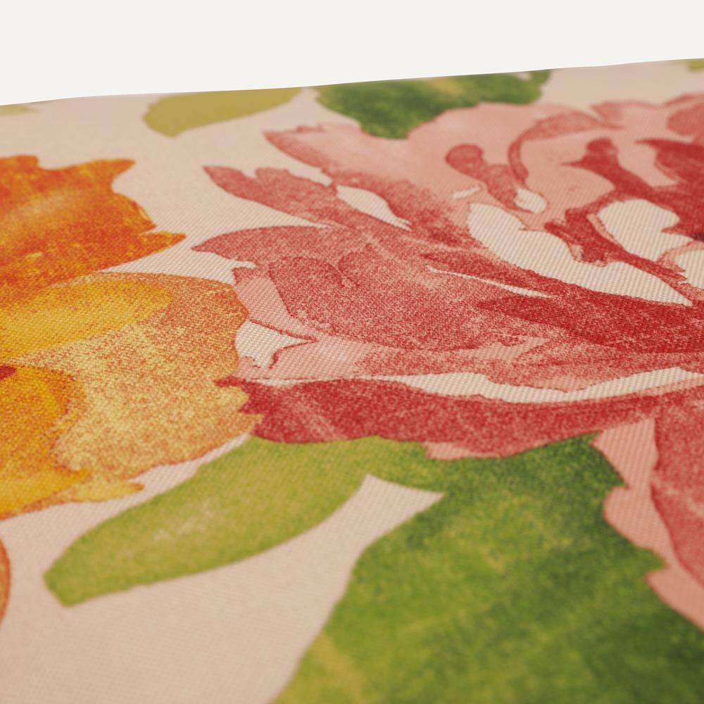 Muree Green and Orange Floral Square Floor Pillow