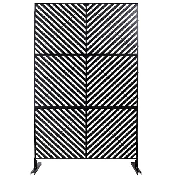 48" W x 76" H Black Steel Privacy Fence Screen for Garden Fence