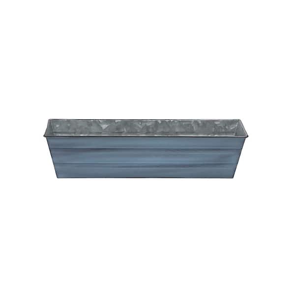 ACHLA DESIGNS 22 in. W Nantucket Blue Small Galvanized Steel Flower Box Planter