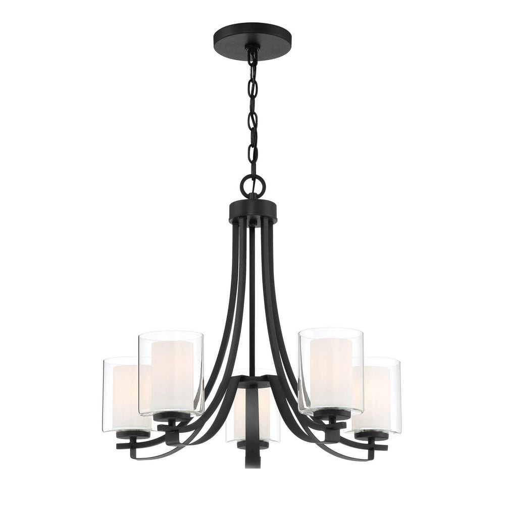 Sand Coal Nickel 5-Light Glass Chandelier Pendant