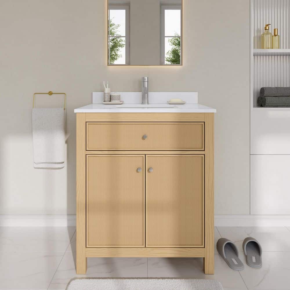 Pendry 30 in. Single Freestanding Tanned Oak Bath Vanity with White Quartz Top Assembled price history on PriceWatchPro