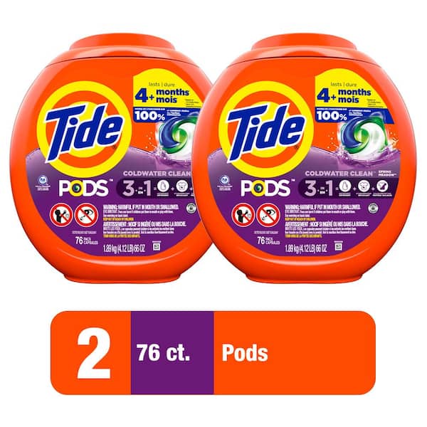 Tide 3-In-1 Spring Meadow Scent Laundry Detergent Pods (76-Count) (Multi-Pack 2)