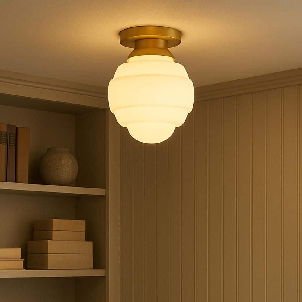 LARK Penny 9.0 in. 1 Light Lacquered Brass Flush Mount 84321LCB