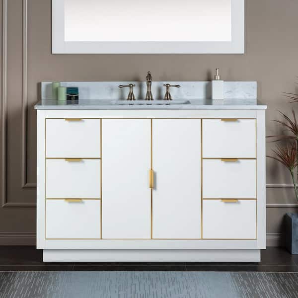 WOODBRIDGE Venice 49 in.W x 22 in.D x 38 in.H Bath Vanity in White with Engineered stone Vanity Top in White with White Sink