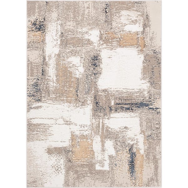 Well Woven Cairo Thalia Ivory 7 ft. 10 in. x 9 ft. 10 in. Vintage Modern Abstract Area Rug