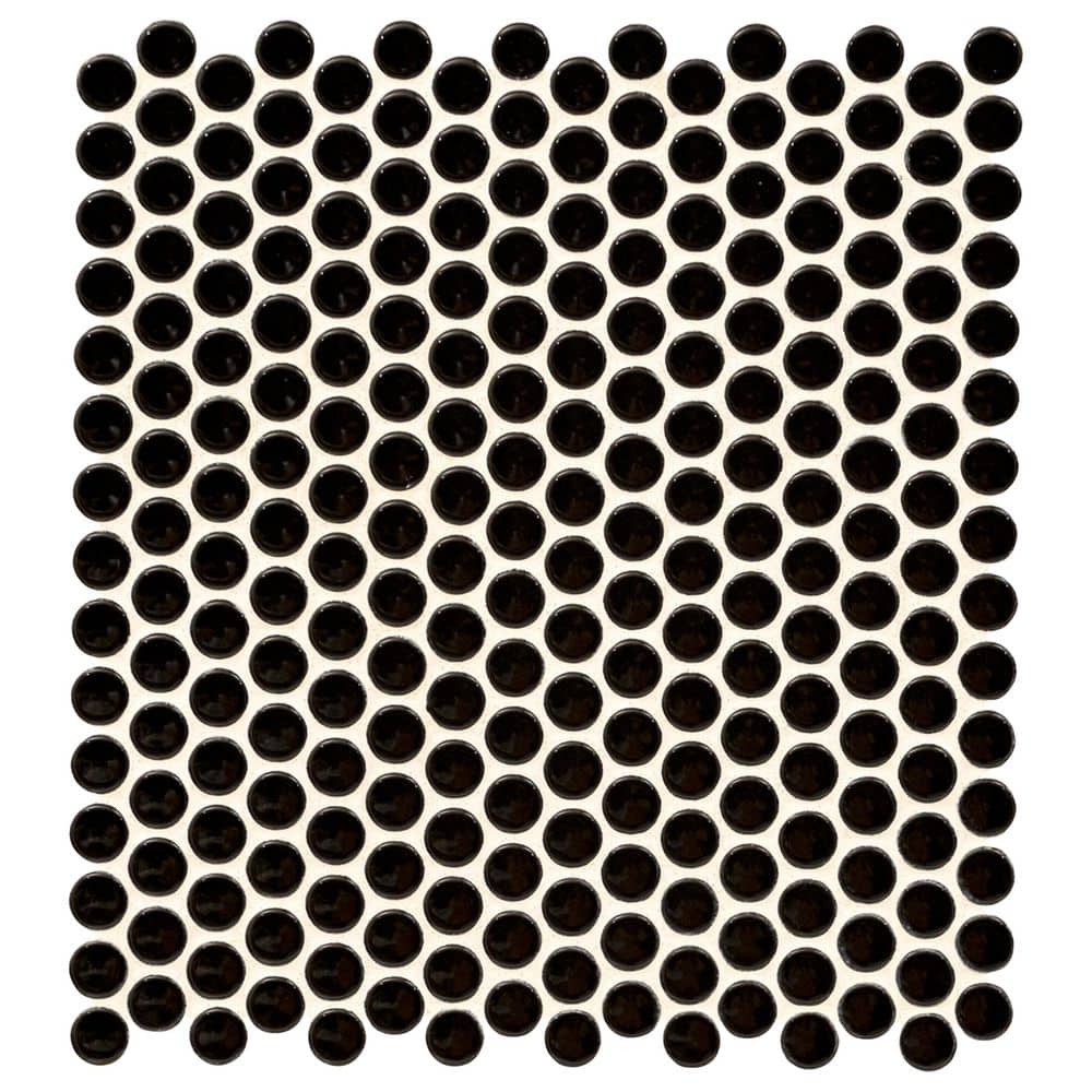 Penny Round Nero 12 in. x 13 in. Glossy Porcelain Mosaic Tile (14.4 sq. ft. / Case) price history on PriceWatchPro