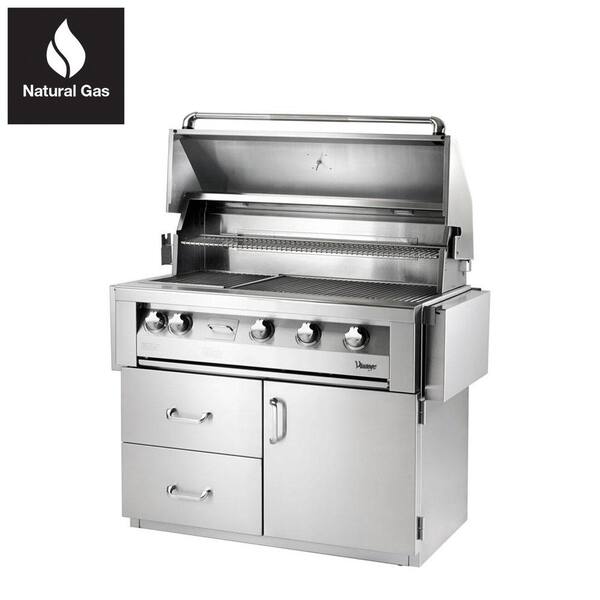 42 In 4 Burner Natural Gas Grill In Stainless With Sear Zone And Deluxe Cart Vbq42szg N 2 Kit The Home Depot