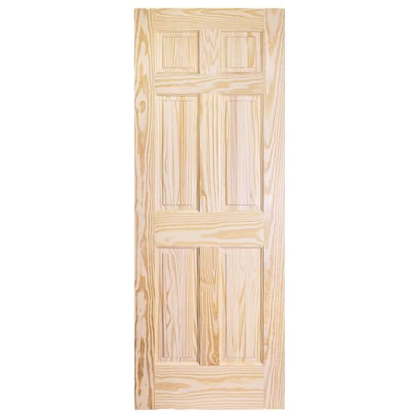 24 in. x 79.92 in. 6 Panel Unfinished Wood Flat Grain Solid Core Interior Door Slab