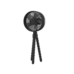 5 in. Mini Portable Personal Octopus Clip on Fan in Black