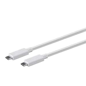 13 ft. White Cables and Adapters USB Type C to Type C 2.0 Cable - 480 Mbps, 3 Amp, 30/26AWG
