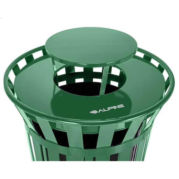 Covered 40 Gallon Cedar Outdoor Trash Can with Slatted Recycled Plastic  Panels