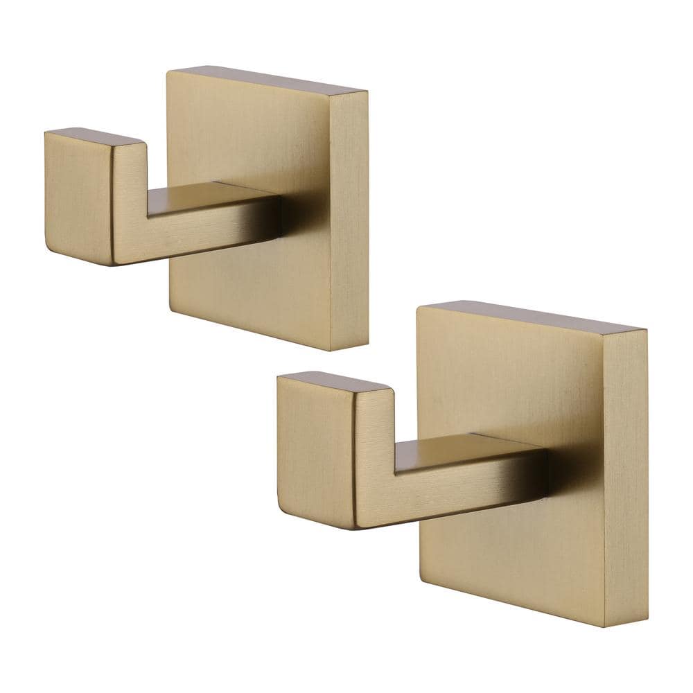 Brushed Gold Stainless Steel Wall Mounted J-Hook Set