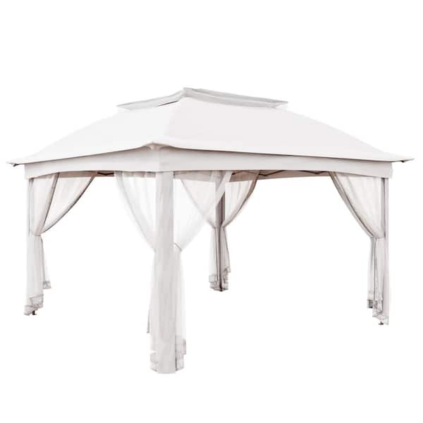 JOYSIDE 11 ft. x 11 ft. White Steel Pop-Up Gazebo with