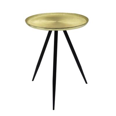 Jeffrey 18.375 in. Gold and Black Round Metal Top End Table