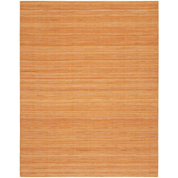 Nourison Interweave Orange 8 ft. x 10 ft. Solid Ombre Geometric Modern Area Rug