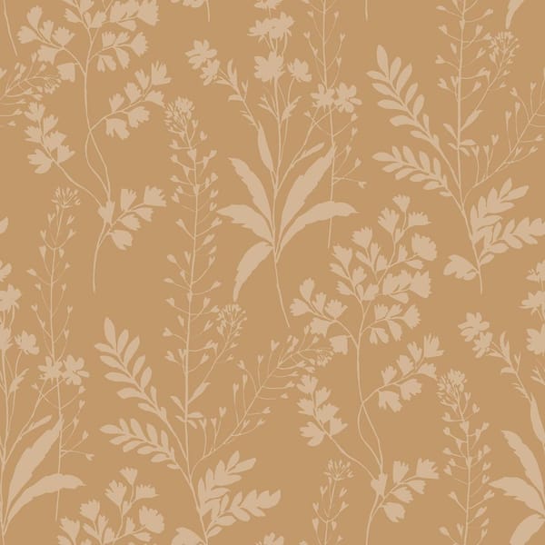 Wildflower Silhouettes Yellow Wallpaper