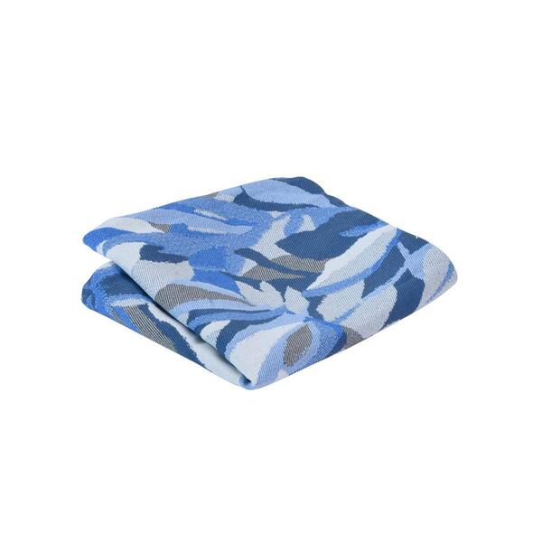 Astella Pacifica 18 in. x 18 in. Dewey Blue Square Outdoor Throw Pillow Cover