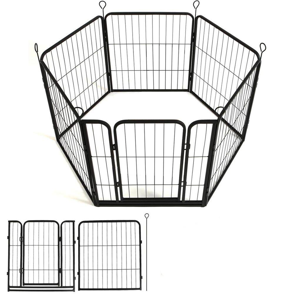 Dog Playpen 24 in. Black Metal Pet Fence Outdoor Garden Barrier 6 Panels with Gate Easy Assembly for RV Camping price history on PriceWatchPro