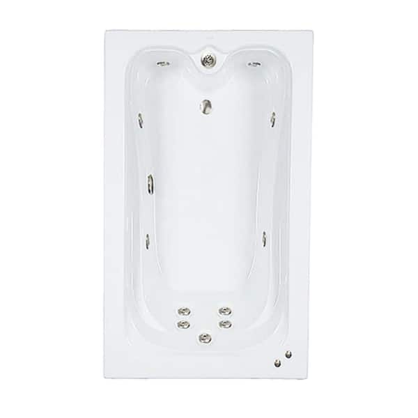 Comfortflo Premier 60 in. x 42 in. Acrylic Rectangular Drop-in Whirlpool Bathtub with Reversible Drain in Biscuit