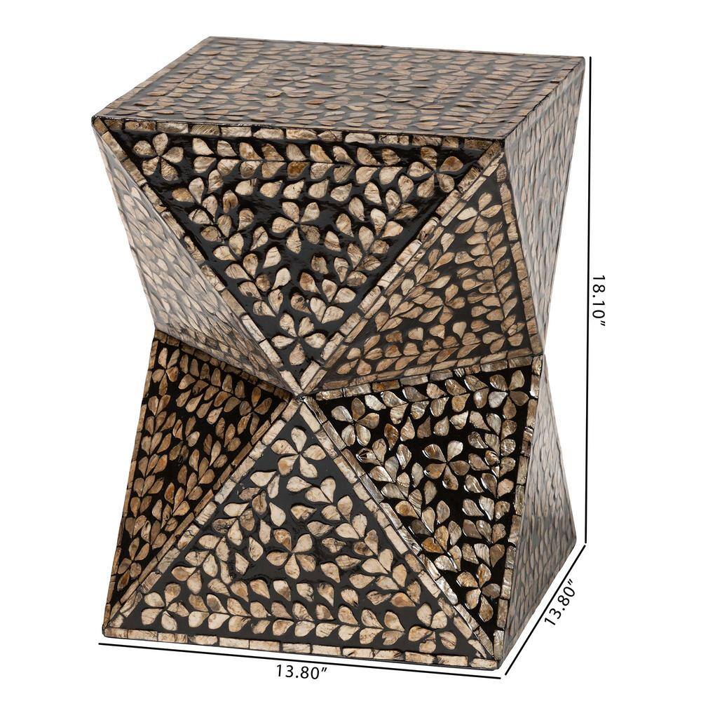 Feronia Black and Bronze Mother of Pearl Hourglass End Table