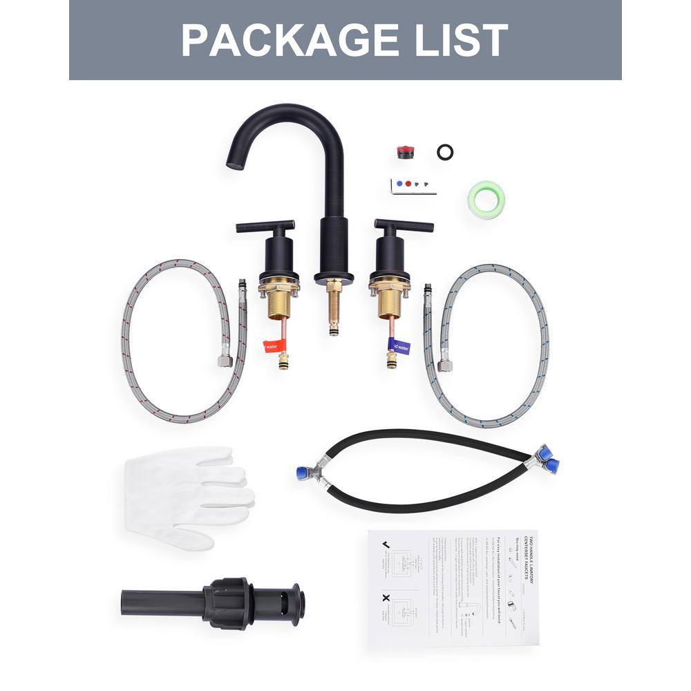 Oil Rubbed Bronze 8-Inch Widespread Bathroom Faucet with Pop-Up Drain