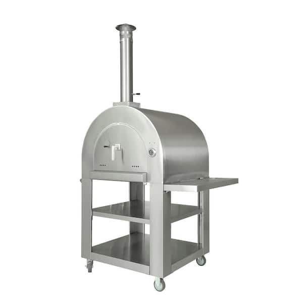 Hanover Portable Wood Fired Outdoor Pizza Oven in Stainless Steel HPZ100 -  The Home Depot