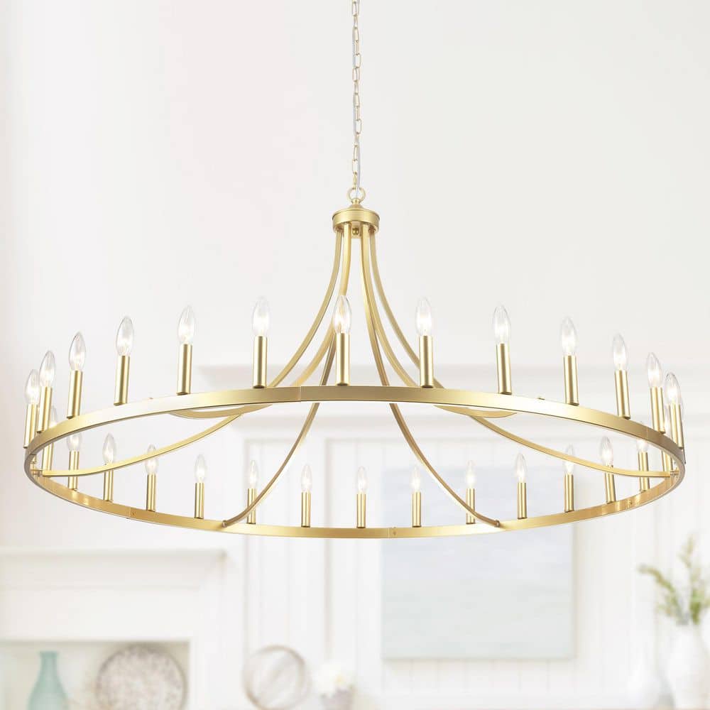Gold Wagon Wheel Chandelier