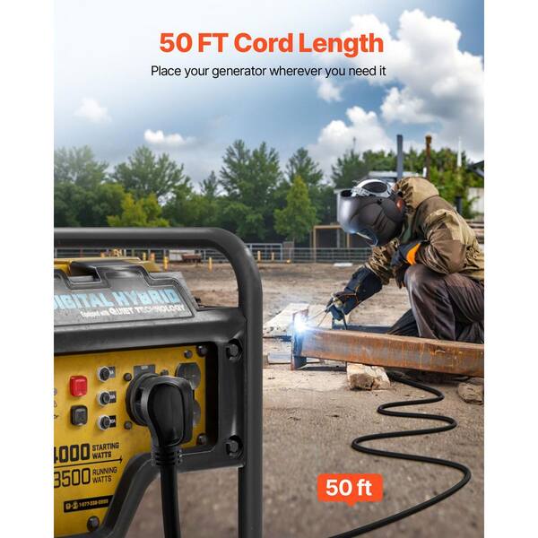 VEVOR 50 ft. 6 AWG 50 Amp 250V 12500W, 6-50P to 6-50R Generator