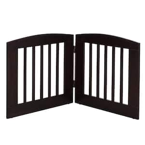 Ruffluv 24 in. H Wood 2-Panel Expansion Cappuccino Pet Gate