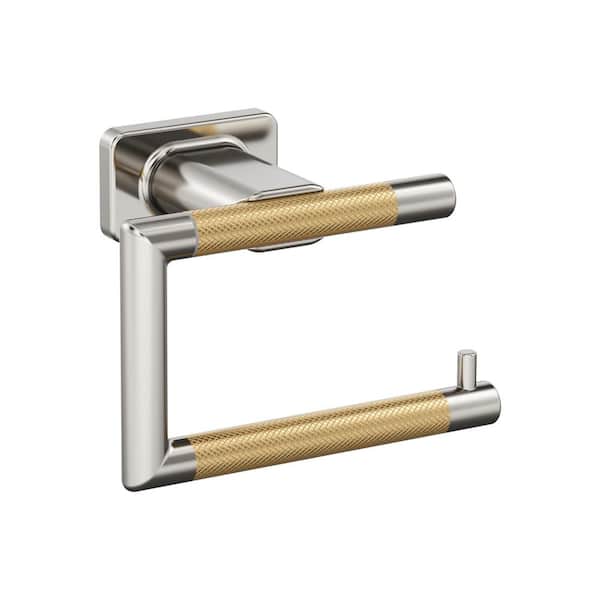 Amerock Esquire Single Post Wall Mounted Toilet Paper Holder in Polished Nickel/Champagne Bronze