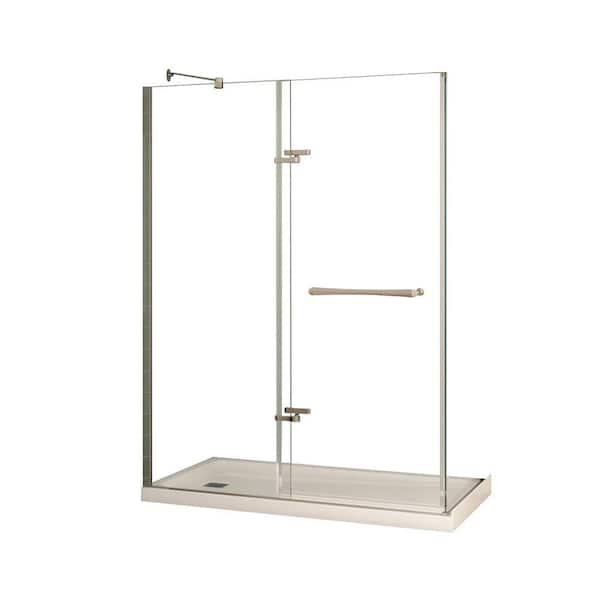 MAAX Reveal 32 in. x 60 in. x 74-1/2 in. Corner Shower Kit in Chrome with Left Drain Base in White