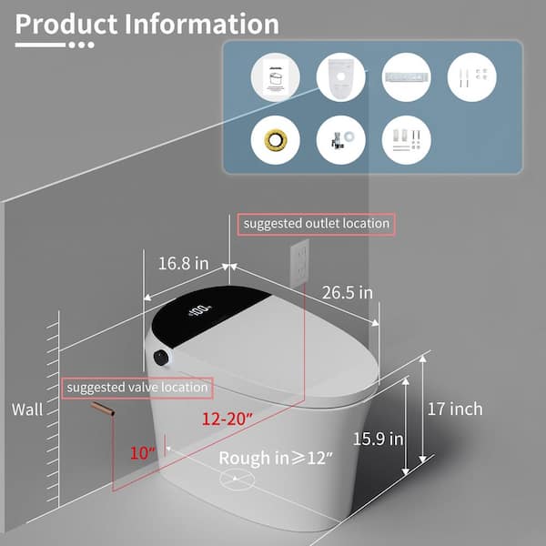 Casta Diva Smart Bidet Toilet with Auto Dual Flush & Night Light