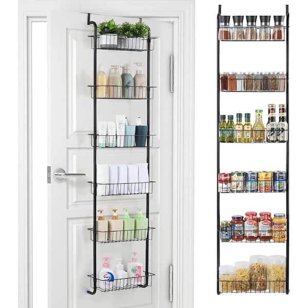 Smart Design Over The Door Adjustable Pantry Organizer Rack w/ 6 Adjustable Shelves - Steel