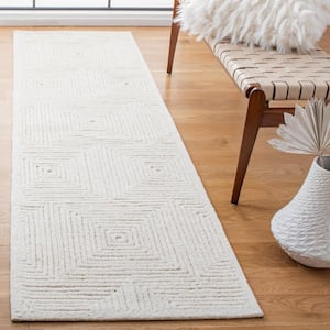 Textural Ivory 2 ft. x 8 ft. Geometric Solid Color Runner Rug