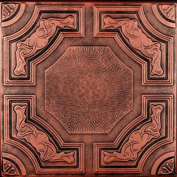 A La Maison Ceilings Evergreen Antique Copper 1.6 ft. x 1.6 ft. Decorative Foam Glue Up Ceiling Tile (21.6 sq. ft./Case)