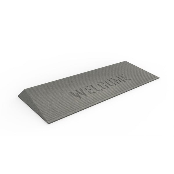 EZ-ACCESS TRANSITIONS Gray 40 in. W x 14 in. L x 1.5 in. H Rubber Angled Entry Door Threshold Welcome Mat