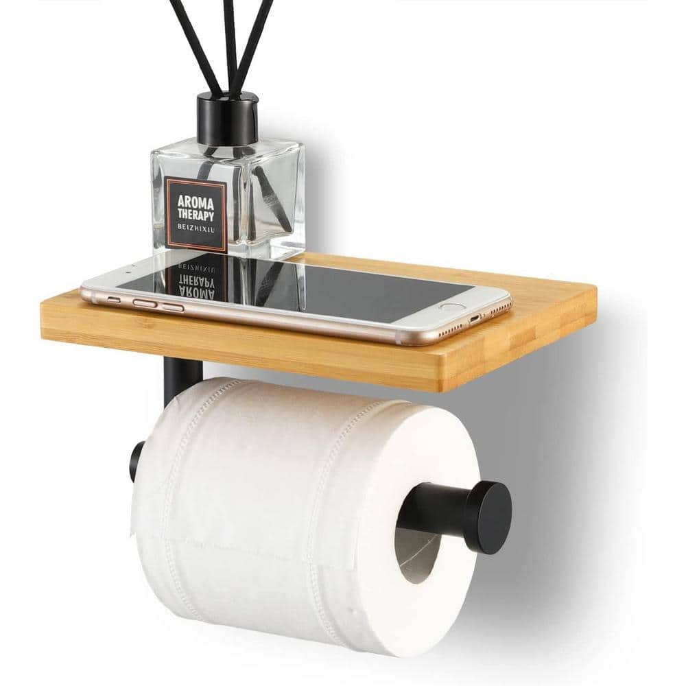 5.11-in. x 2.79-in. Toilet Paper Roll Holder Matte Black Stainless Steel-Ba