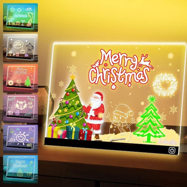 2-Pack LED Acrylic Dry Erase Board with 7-Colors Light & 2-Modes