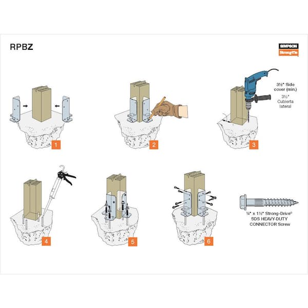 Simpson Strong-Tie RPBZ ZMAX Galvanized Retrofit Post Base